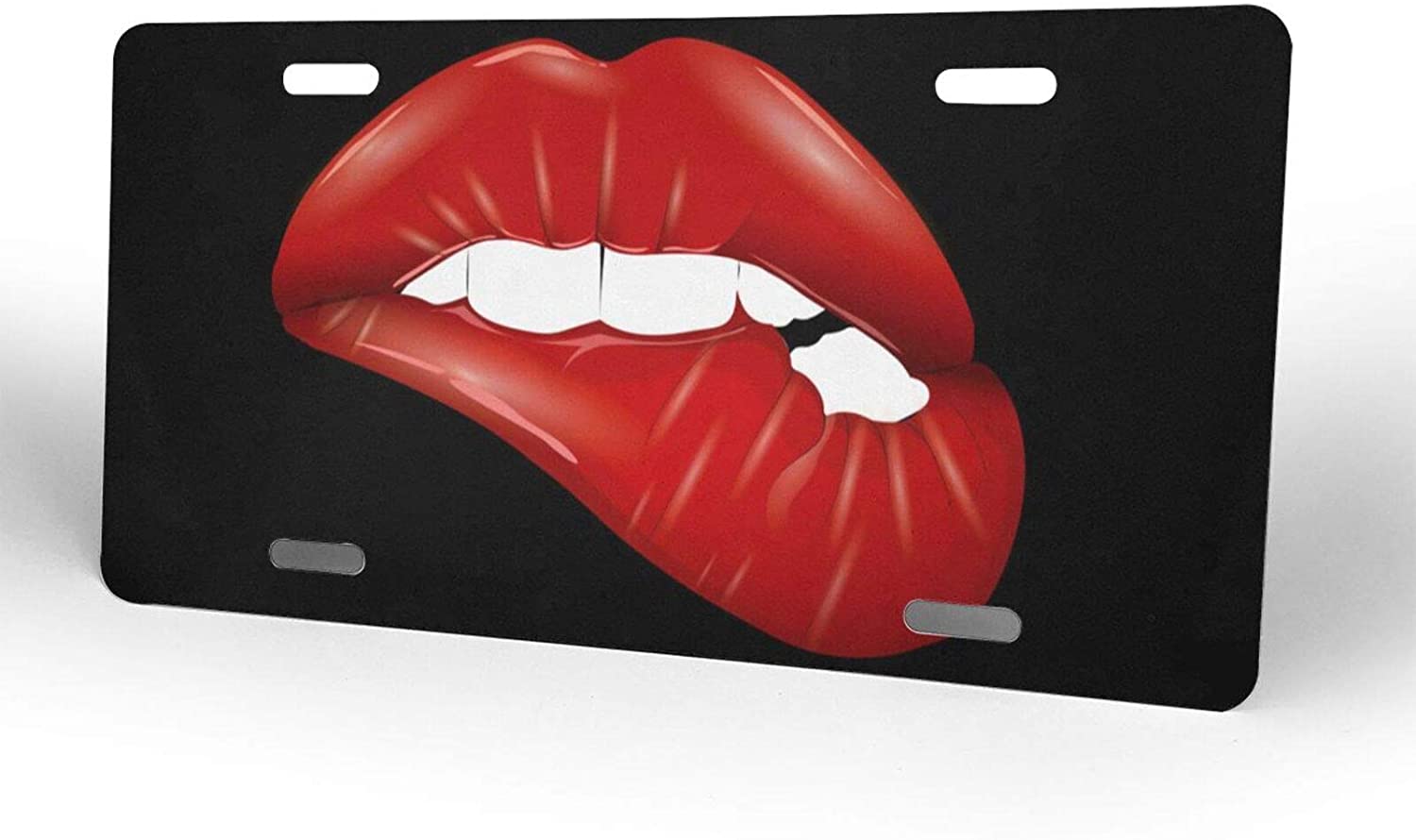 Lip Lip License Plate Frame Aluminum Metal Covers,Metal Novelty Car Plate for Women Girls Men Boys 6