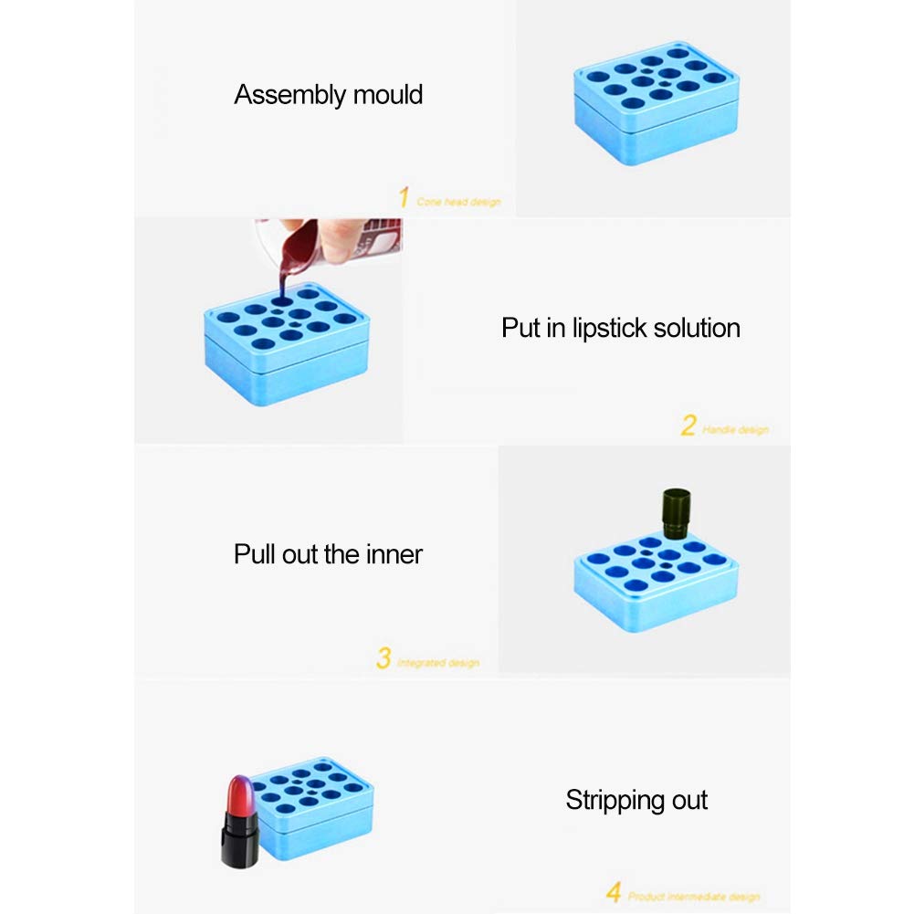 Lipstick Mold, 9.3mm 12 Holes DIY Lipstick Mold Kit Dual Uses Lip Stick Fill Mold Making Tools Lipst