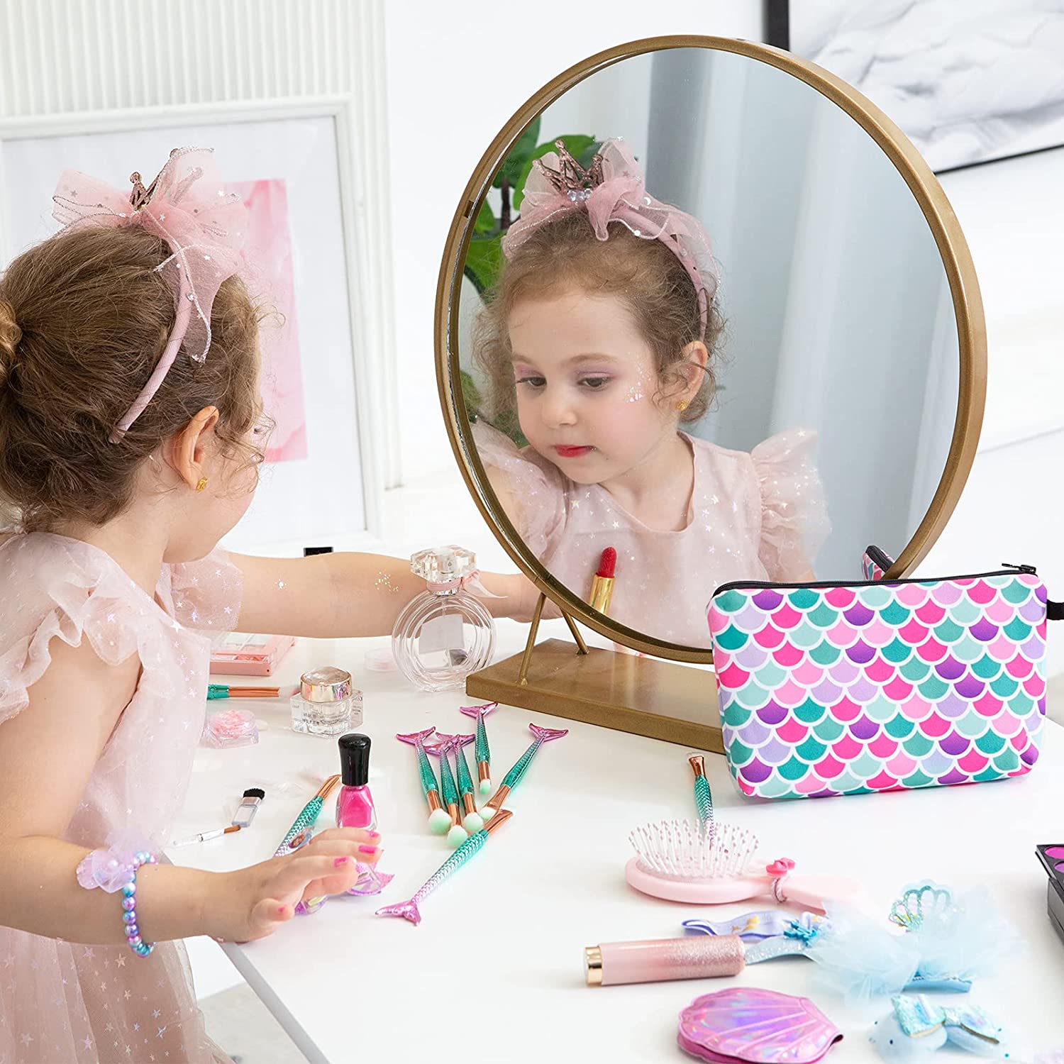 Cosmetic Bag Set for Girls - 5PCS Makeup Bags Women Gift Water-resistant Vanity Toiletry Travel Bag