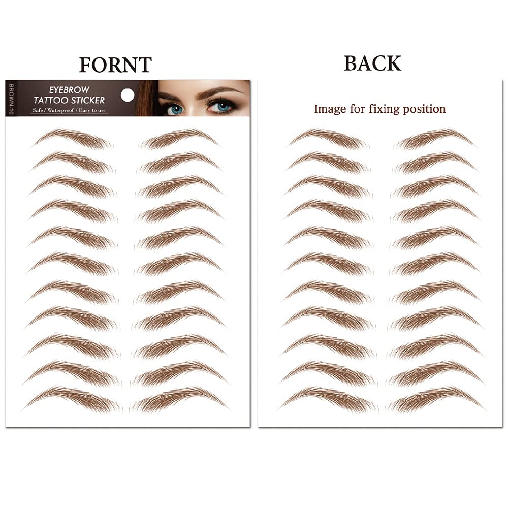 glaryyears 4 Sheets 40 Pairs Brown 3d Eyebrow Tattoo Sticker Temporary Tattoos for Women Lady, DIY F