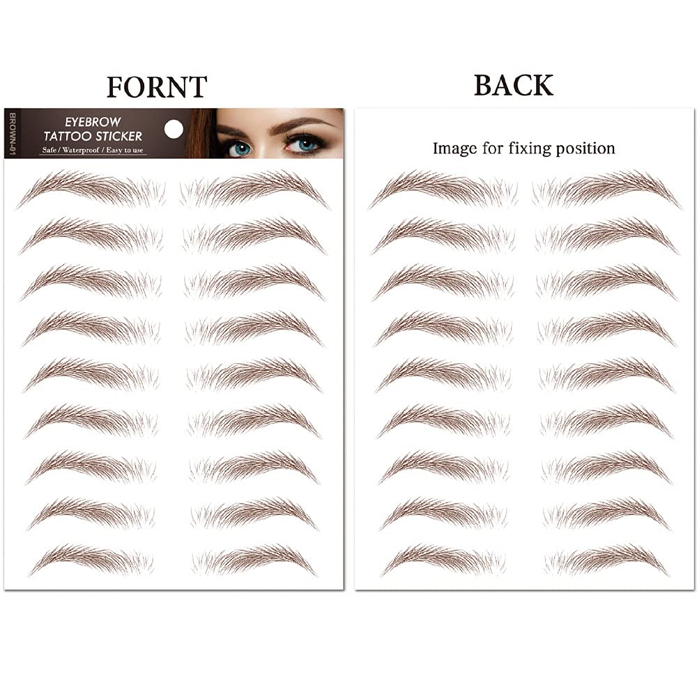 glaryyears 4 Sheets 40 Pairs Brown 3d Eyebrow Tattoo Sticker Temporary Tattoos for Women Lady, DIY F
