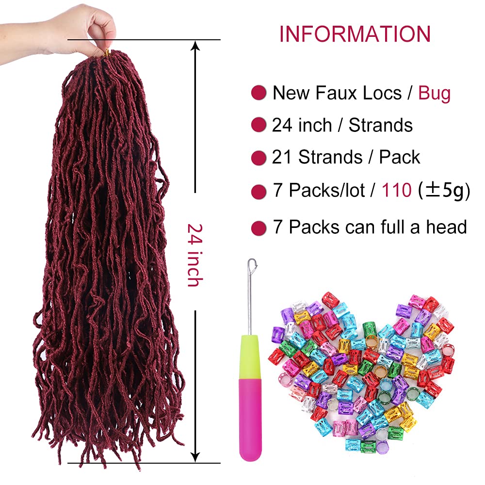 24 Inch New Faux Locs 7 Packs Faux Locs Crochet Hair New Soft Locs Hair for Black Women Pre Looped S