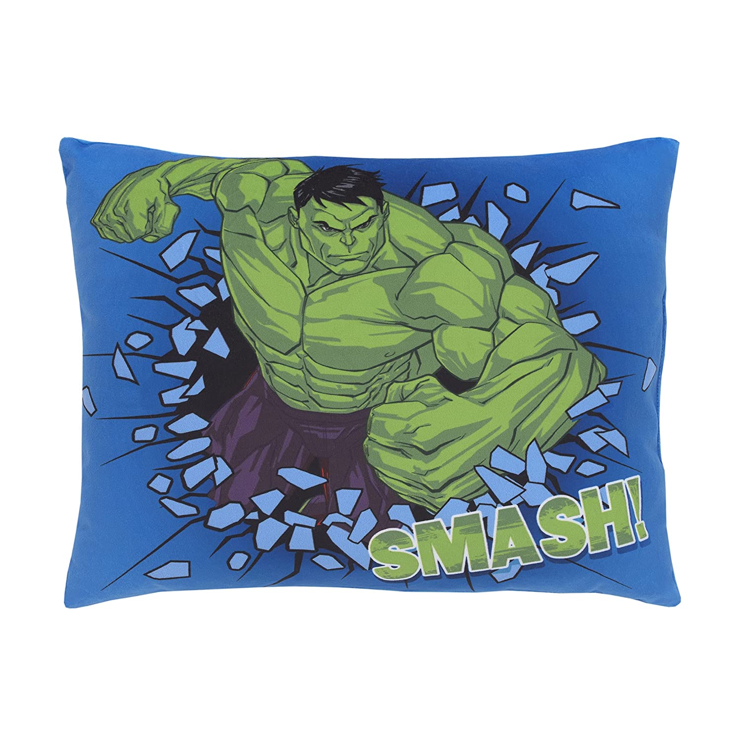 Marvel The Incredible Hulk - The Big Guy - Blue and Green Hulk Smash Decorative Toddler Pillow