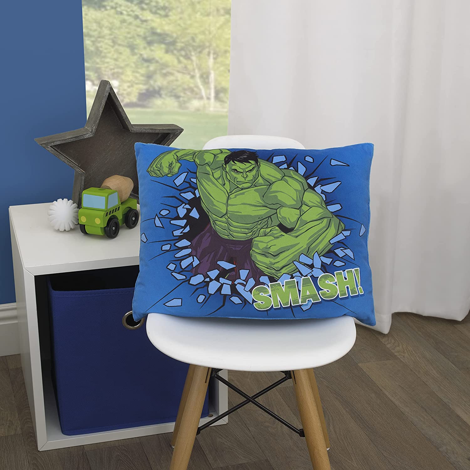 Marvel The Incredible Hulk - The Big Guy - Blue and Green Hulk Smash Decorative Toddler Pillow