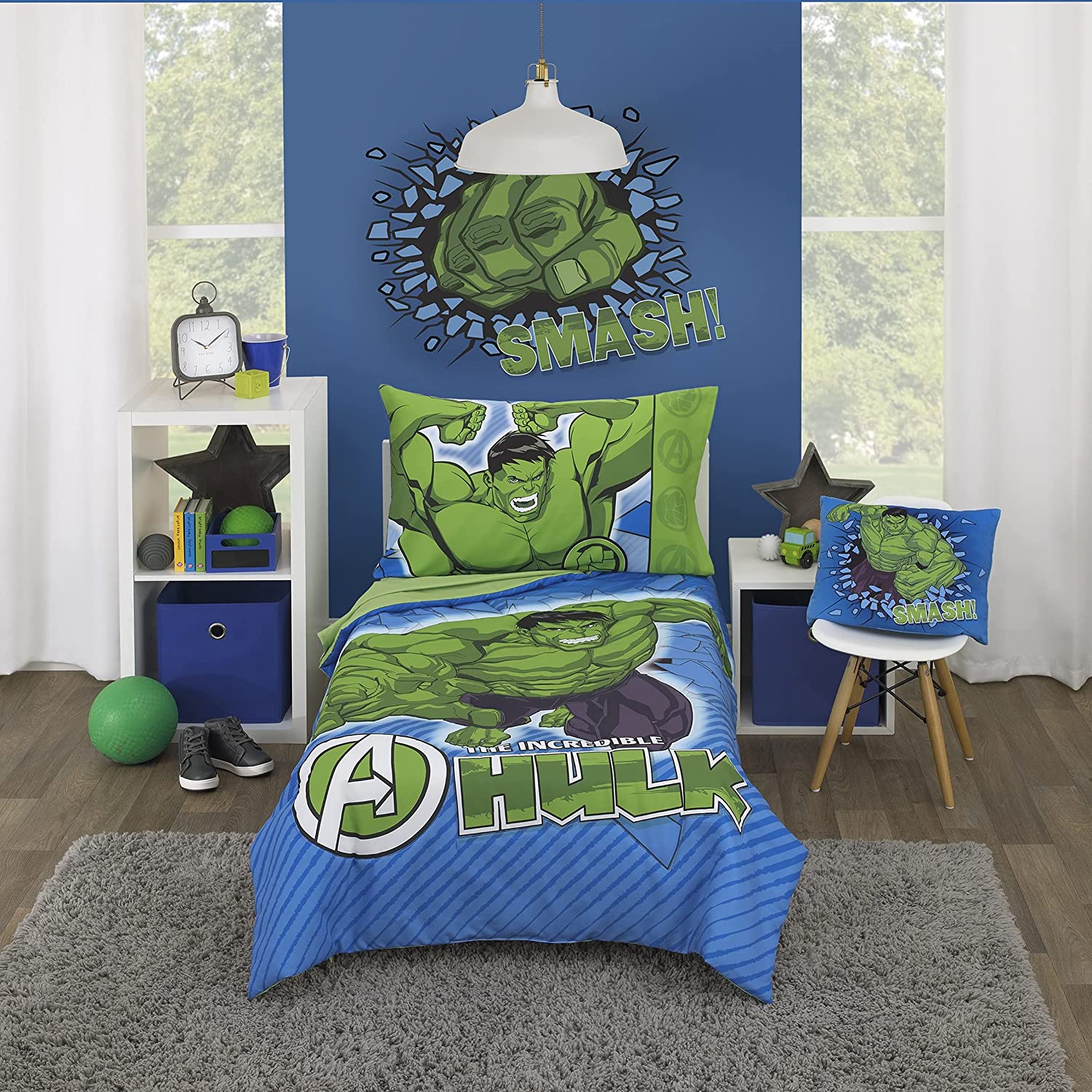 Marvel The Incredible Hulk - The Big Guy - Blue and Green Hulk Smash Decorative Toddler Pillow