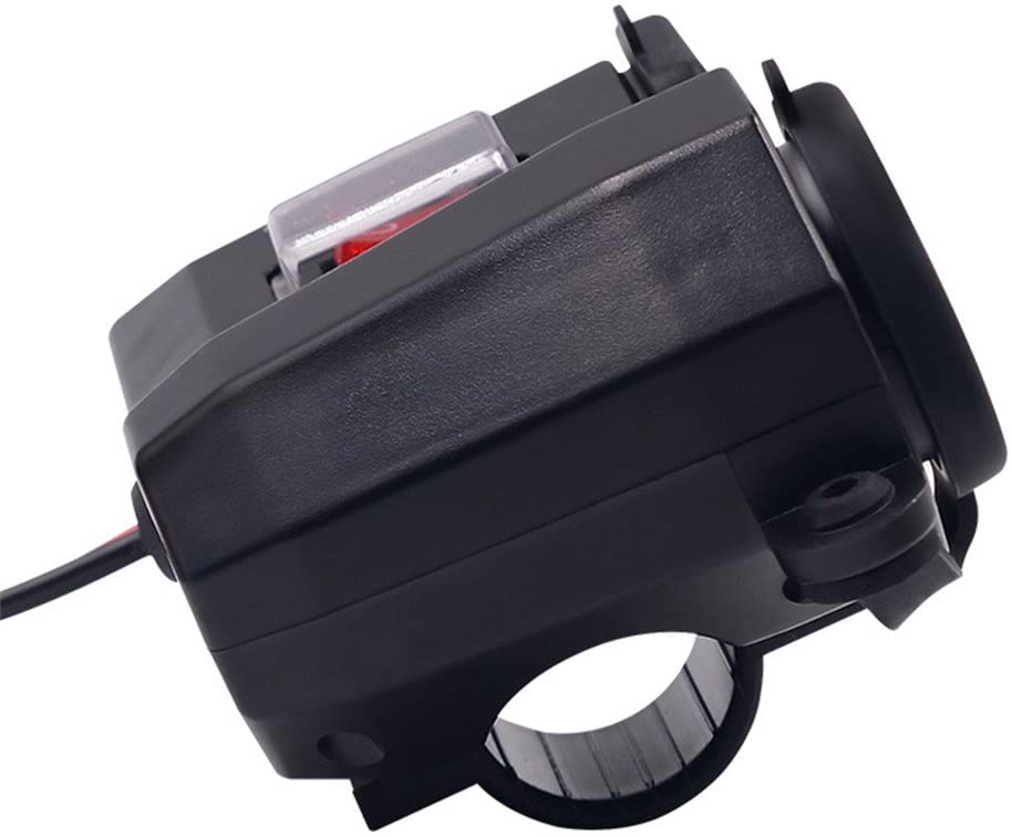 12V Motorcycle Charger,Waterproof Cigarette Lighter Double USB with Digital Voltmeter Car Accessor