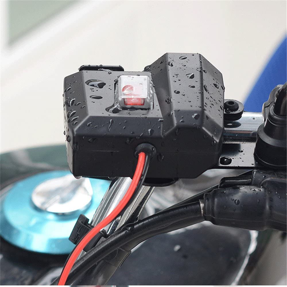 12V Motorcycle Charger,Waterproof Cigarette Lighter Double USB with Digital Voltmeter Car Accessor