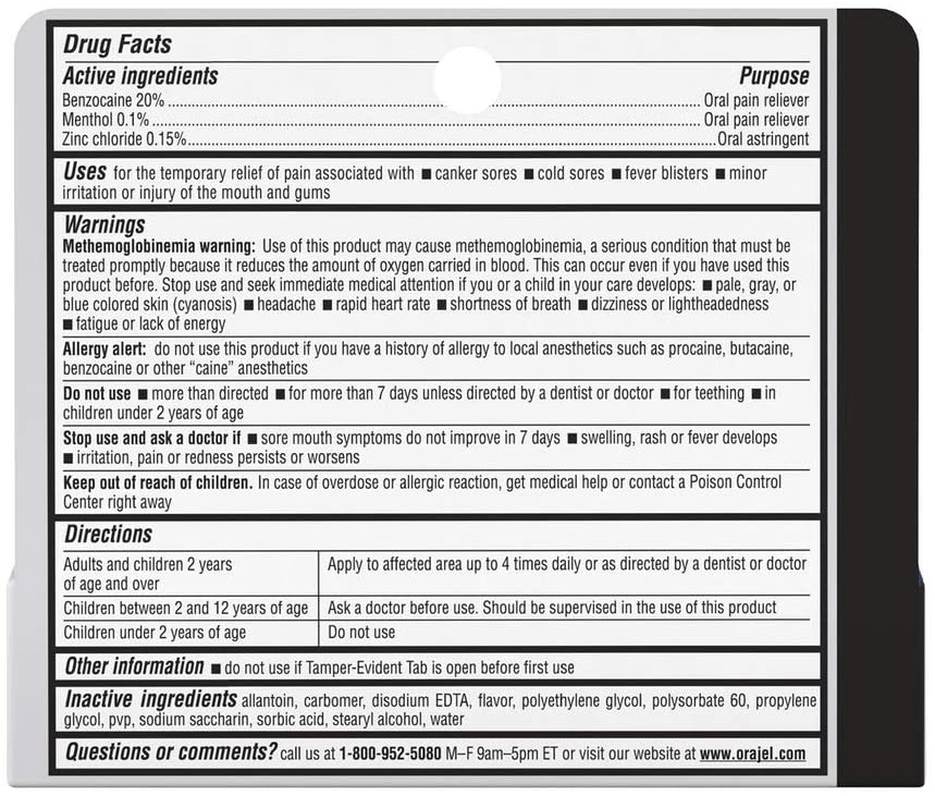 Orajel Oral Pain Reliever Gel for Mouth Sores Maximum Strength 0.42