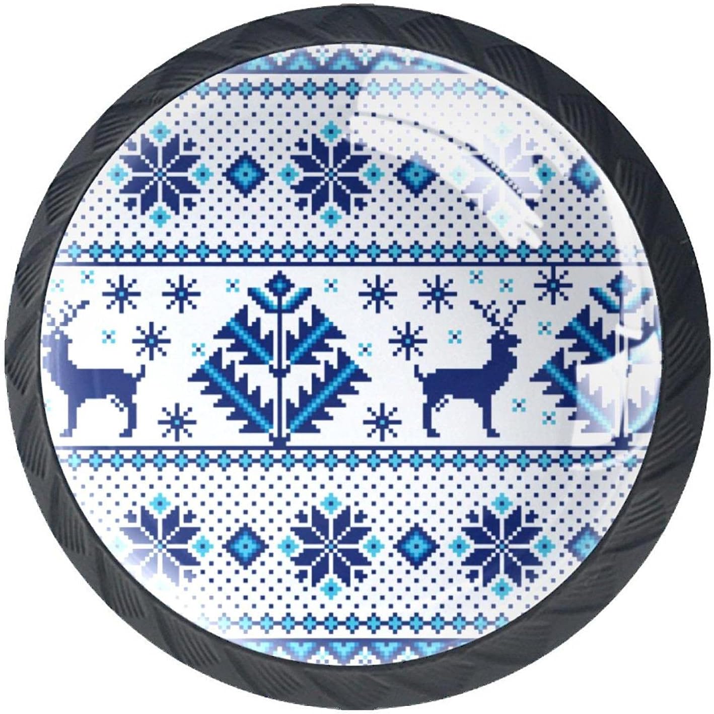 Blue Christmas Pattern-01 for Kitchen Cabinets Pack of 4 Dresser Drawer Handles Knobs