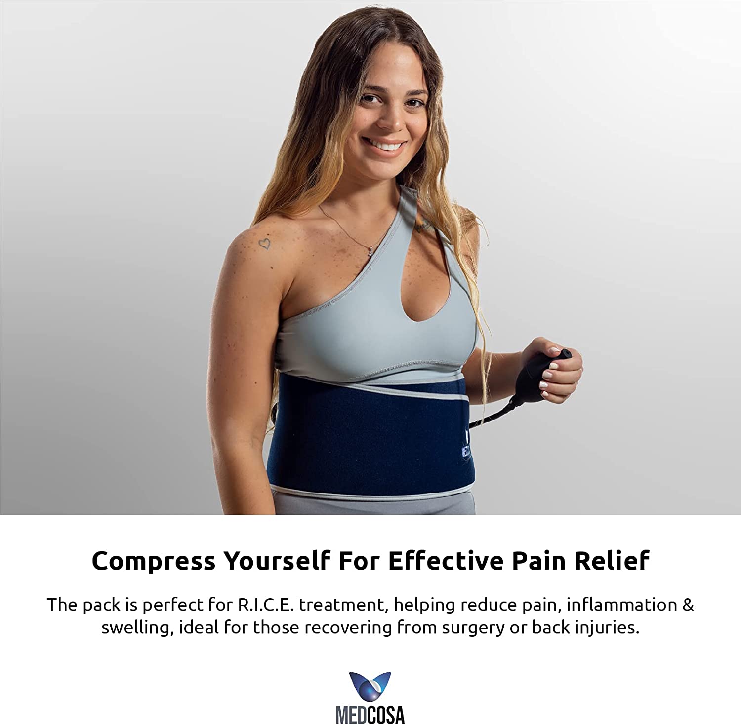 Medcosa Back Compression Ice Pack | Pump it Up for Ice Cold Pain Relief | Compress Yourself for with