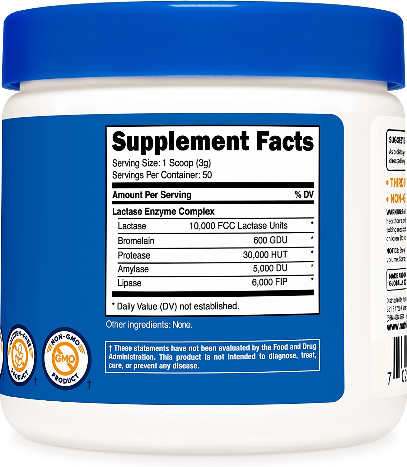 Nutricost Lactase Enzyme Powder 150G - Lactase Enzyme Complex - Non GMO, Gluten Free