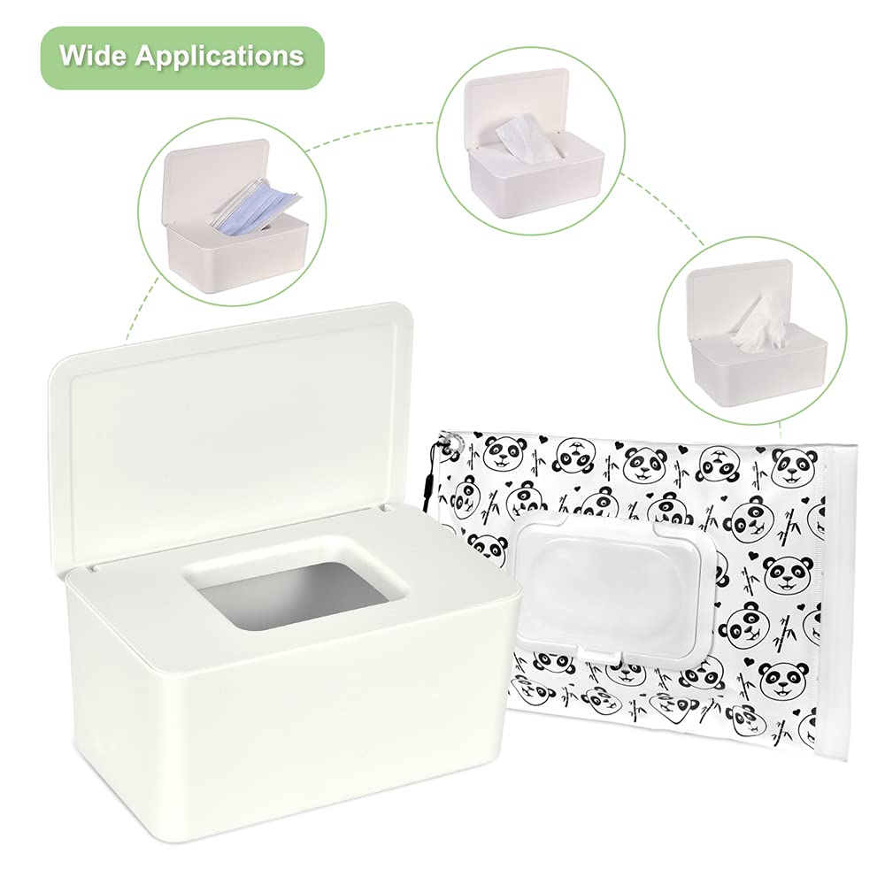 TORASO Large-Sized, Baby Wipes Dispenser with Lid and Pouch with Lid, Baby Wipe Holder Keeps Wipes F