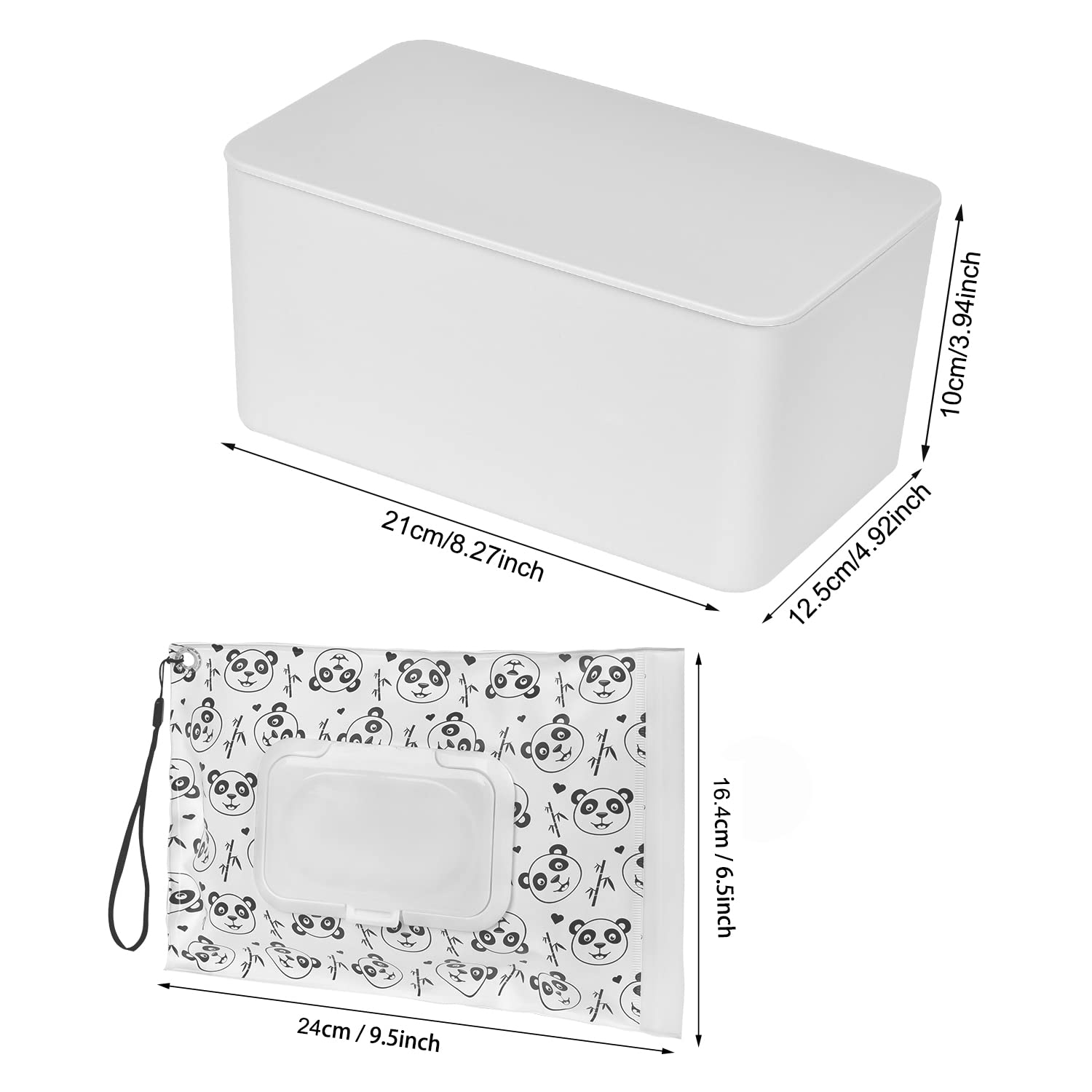 TORASO Large-Sized, Baby Wipes Dispenser with Lid and Pouch with Lid, Baby Wipe Holder Keeps Wipes F