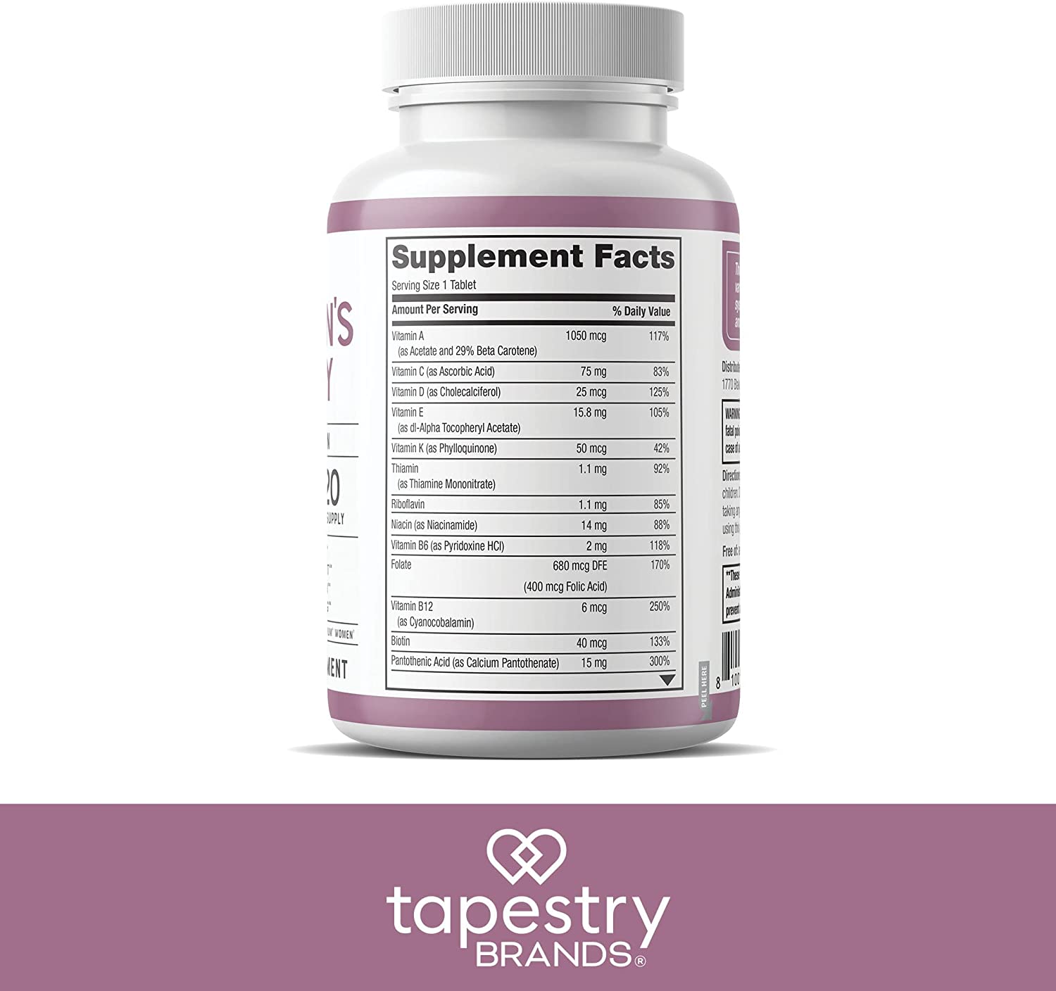 Tapestry Brands ABC Women’s Daily Multivitamin – Immune Support- Metabolism Support- Energy Prod
