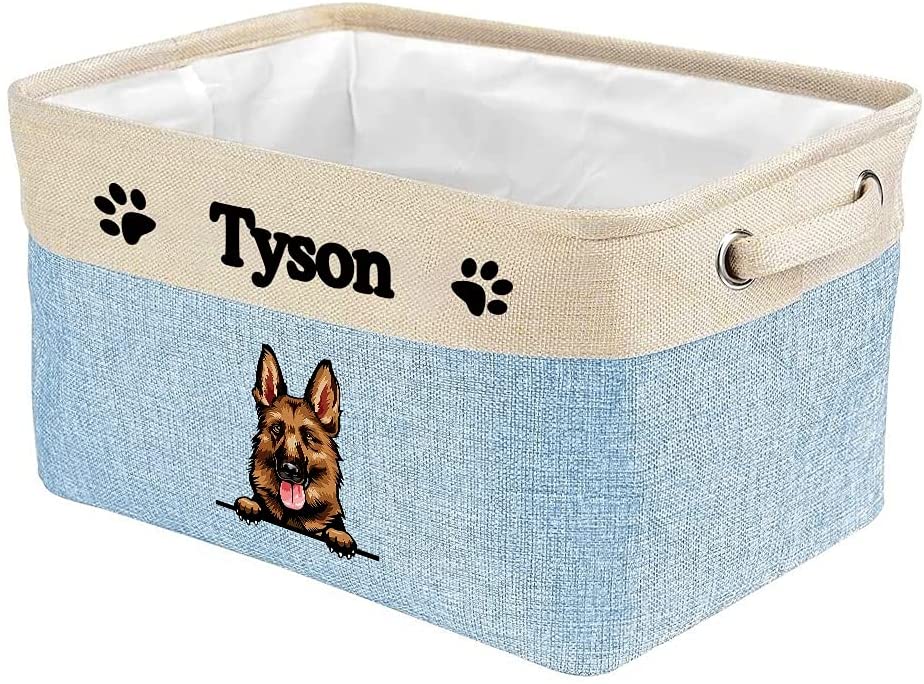 MALIHONG Personalized Foldable Storage Basket with Cute Dog German Shepherd Collapsible Sturdy Fabri