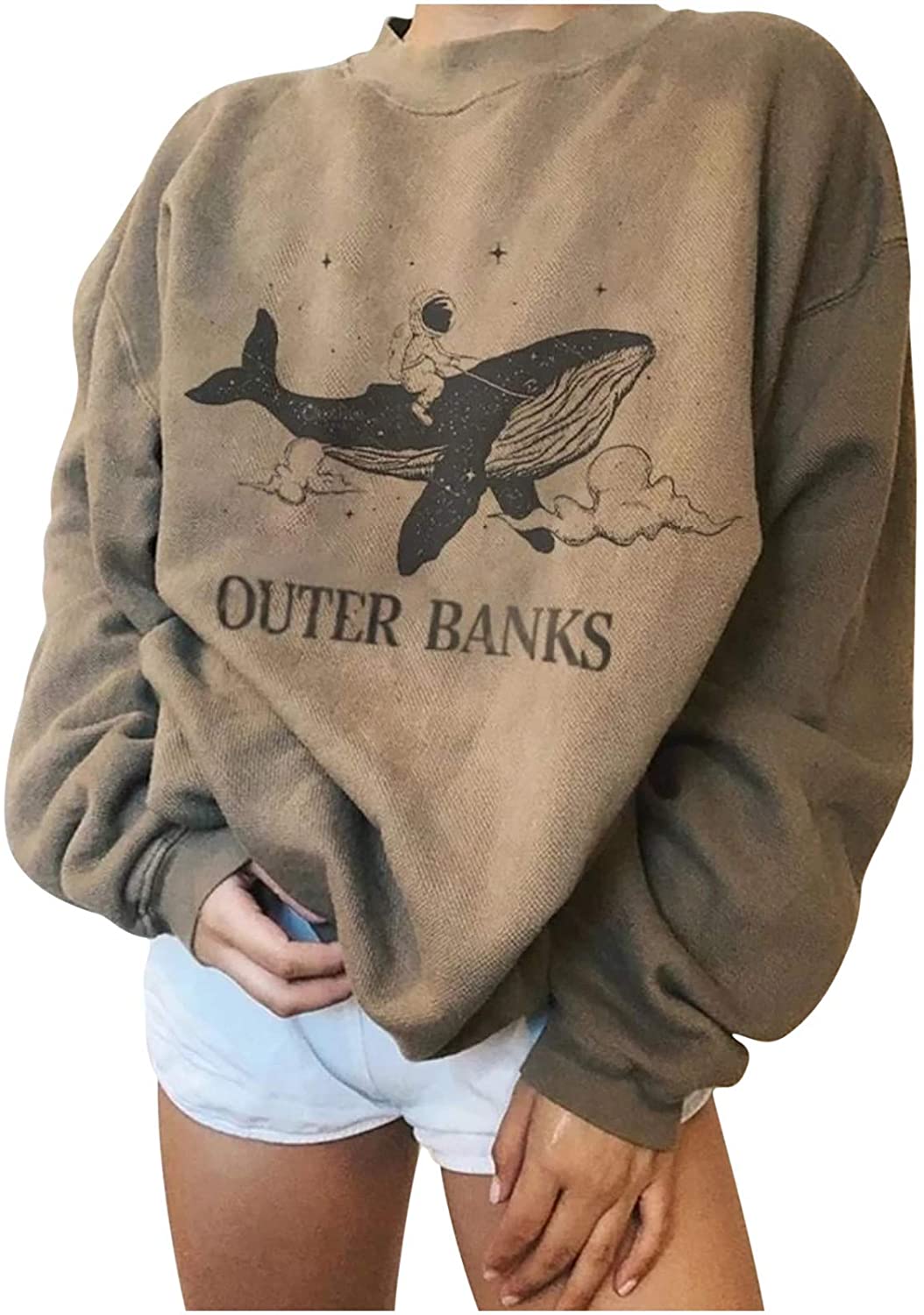 HHoo88 Sweatshirts for Womens Long Sleeve Blouses for Women Fashion Casual Crew Neck Pullover Funny