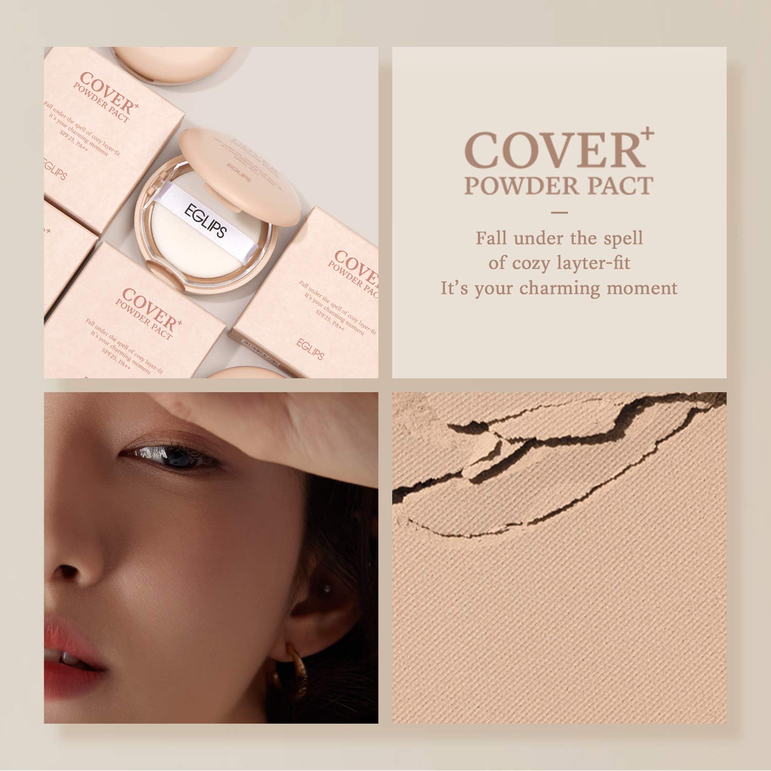 EGLIPS Cover Powder Pact Plus(SPF25/PA++)#21 9g/0.3oz - Pressed Powder Pact with Mirror and Powder P