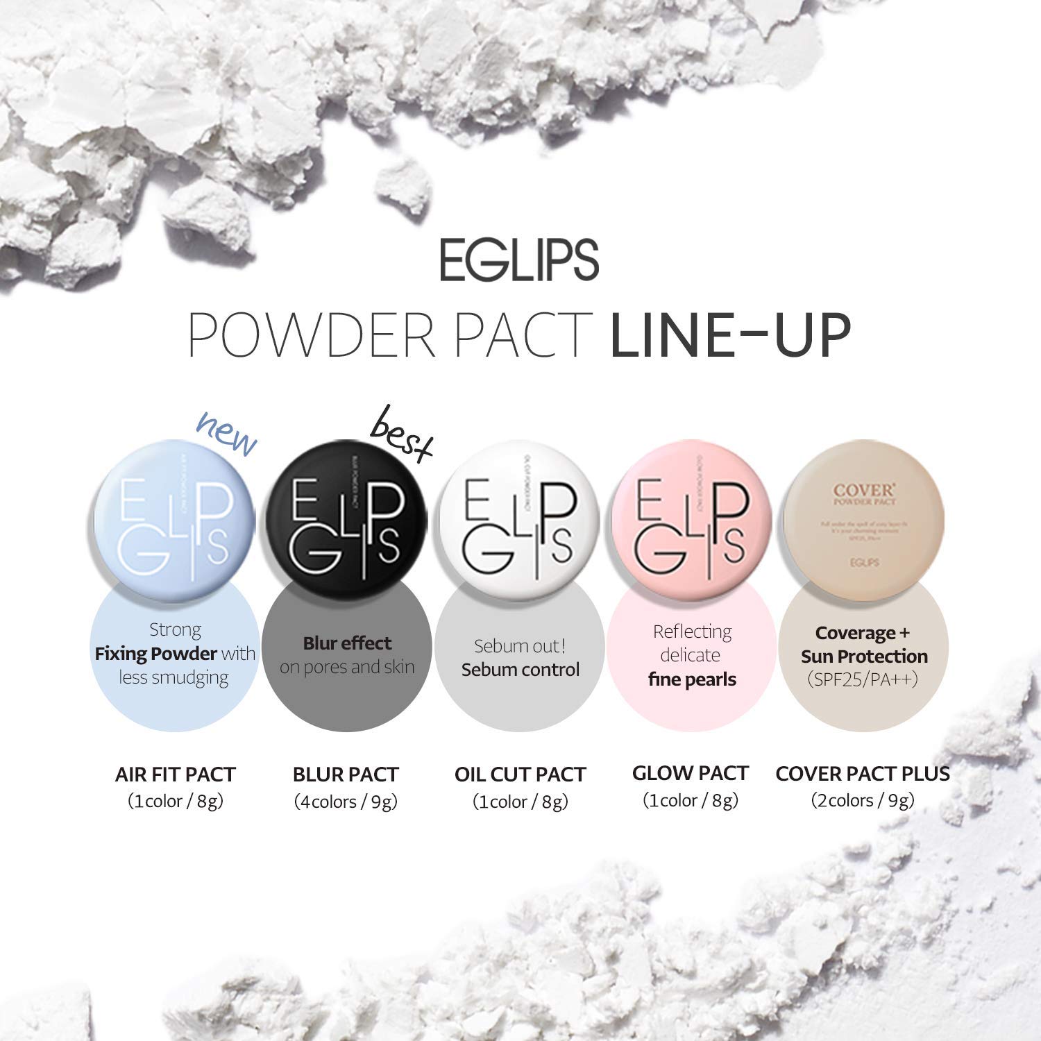 EGLIPS Cover Powder Pact Plus(SPF25/PA++)#21 9g/0.3oz - Pressed Powder Pact with Mirror and Powder P
