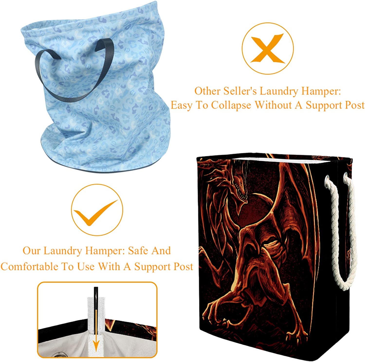 delayer Dragon Laundry Basket Clothes Sorter Portable Multi-Use Storage Bag Organizer Basket for Toy