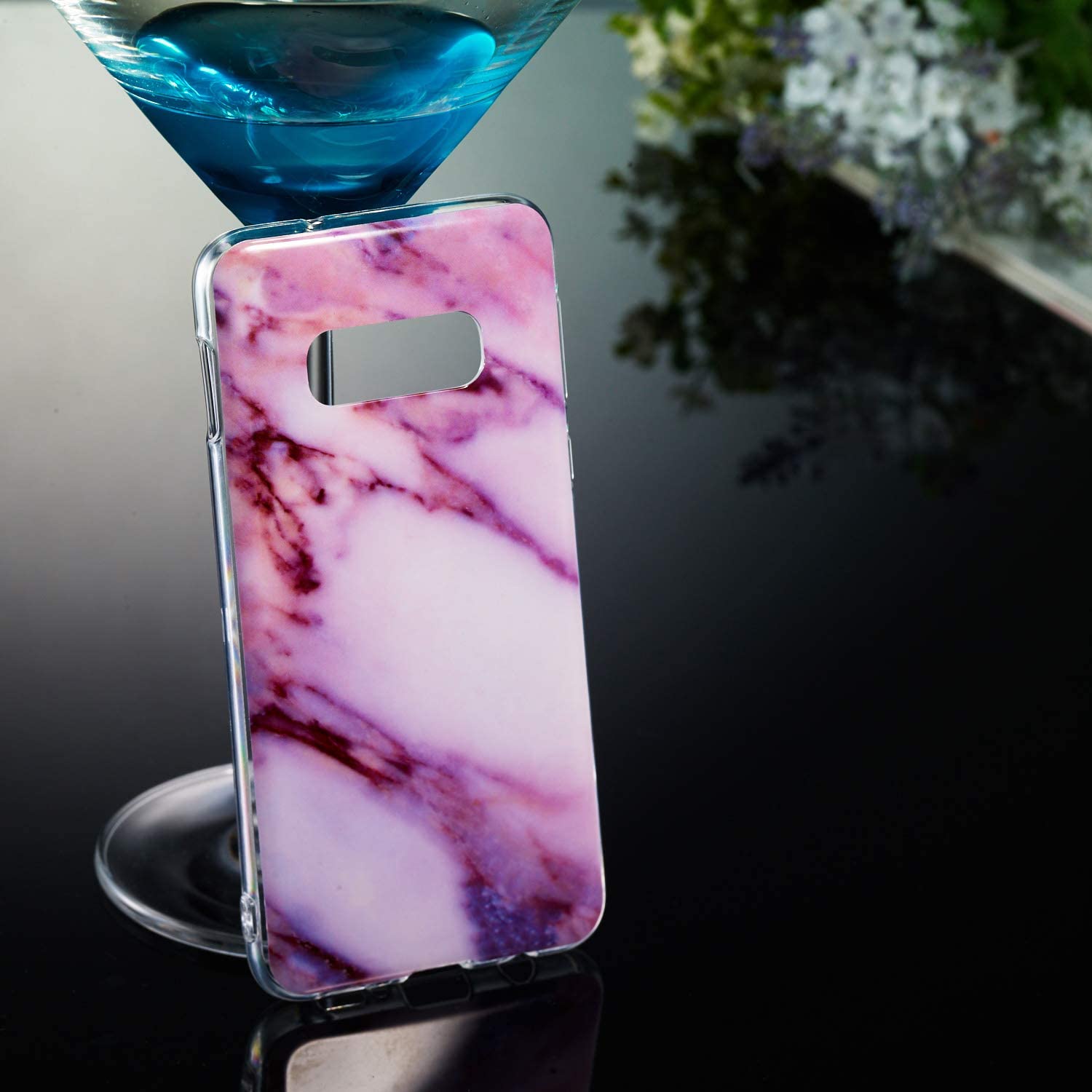 Amocase Marble Case with 2 in 1 Stylus for Samsung Galaxy S10E,Glossy Soft Rubber Silicone TPU Shock
