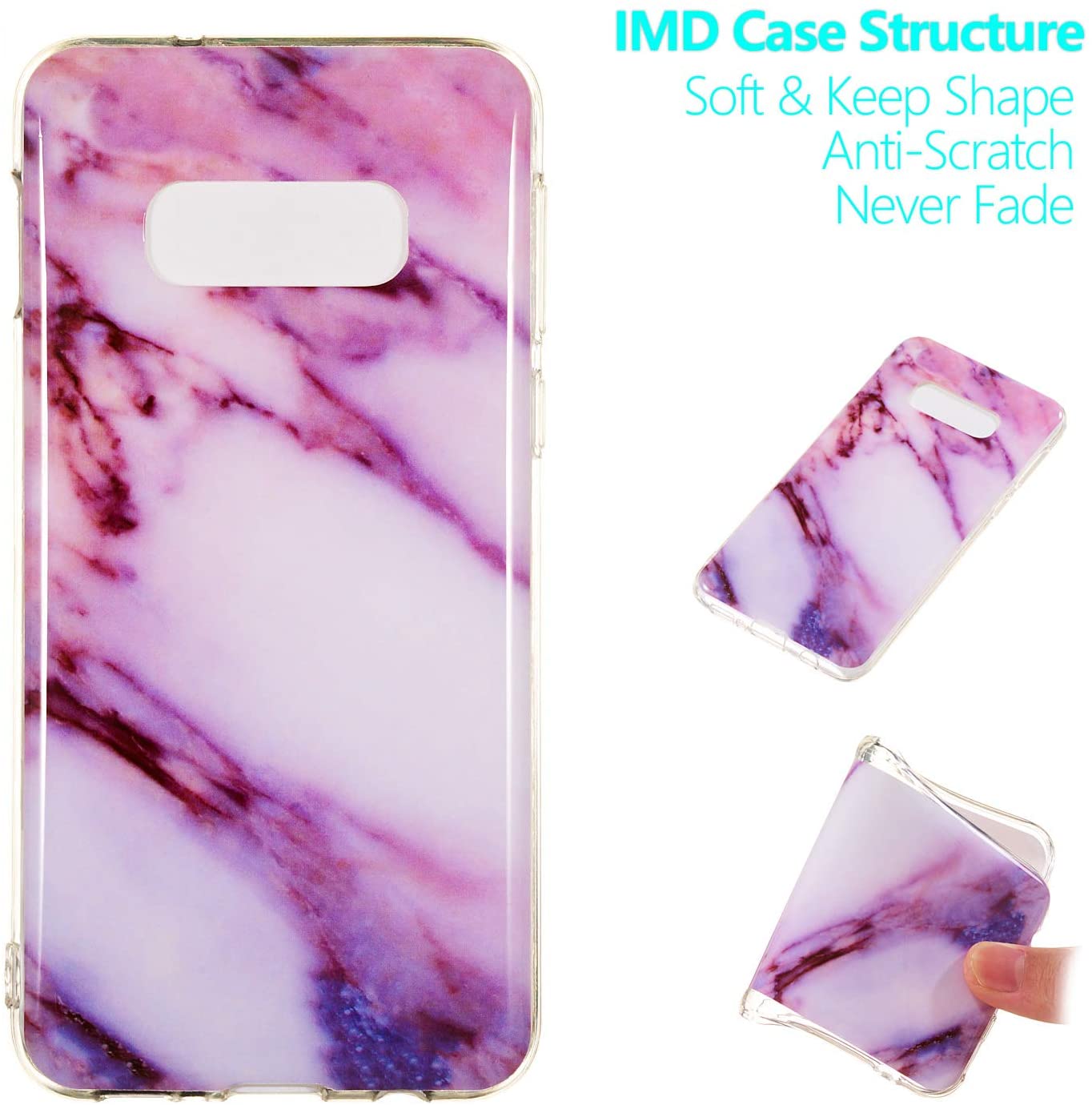 Amocase Marble Case with 2 in 1 Stylus for Samsung Galaxy S10E,Glossy Soft Rubber Silicone TPU Shock