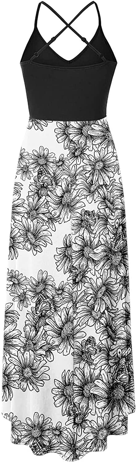 WYTong Women Sexy V-Neck Elegant Party Dress Irregular Hem Prints Long Party Dress Spaghetti Strap D