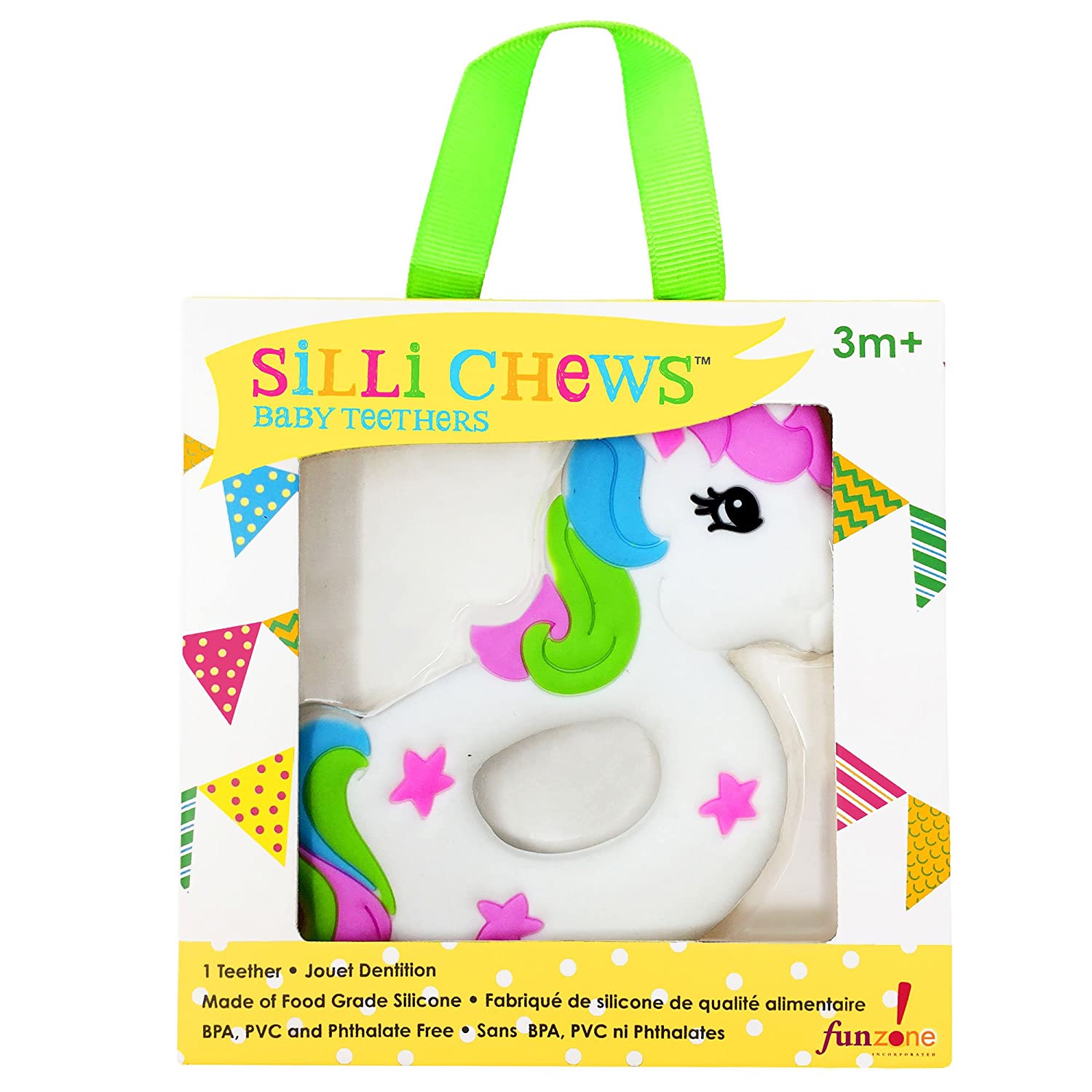 Silli Chews Baby Unicorn Teether for Girls Easy to Hold Teething Toy Light Weight Magical Pony Rainb