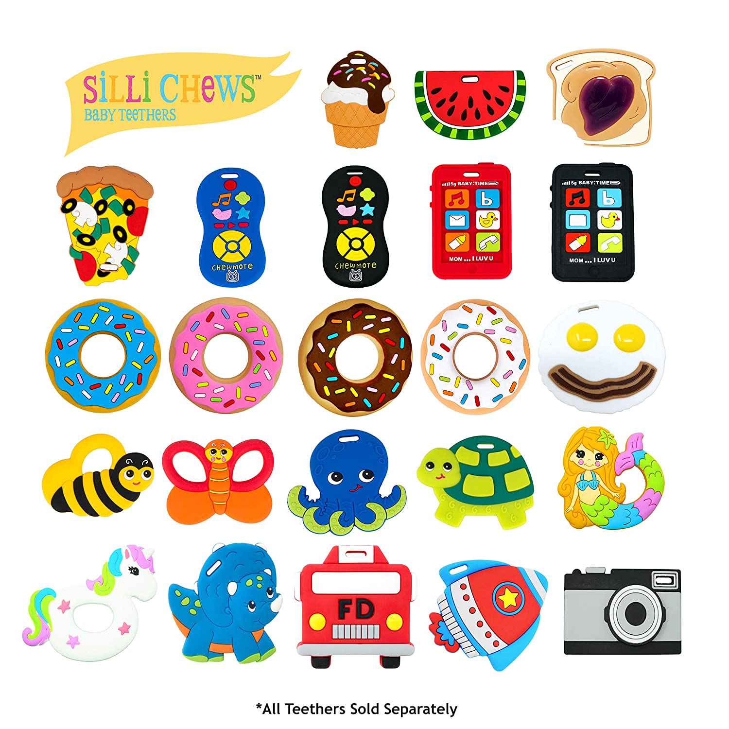 Silli Chews Baby Unicorn Teether for Girls Easy to Hold Teething Toy Light Weight Magical Pony Rainb