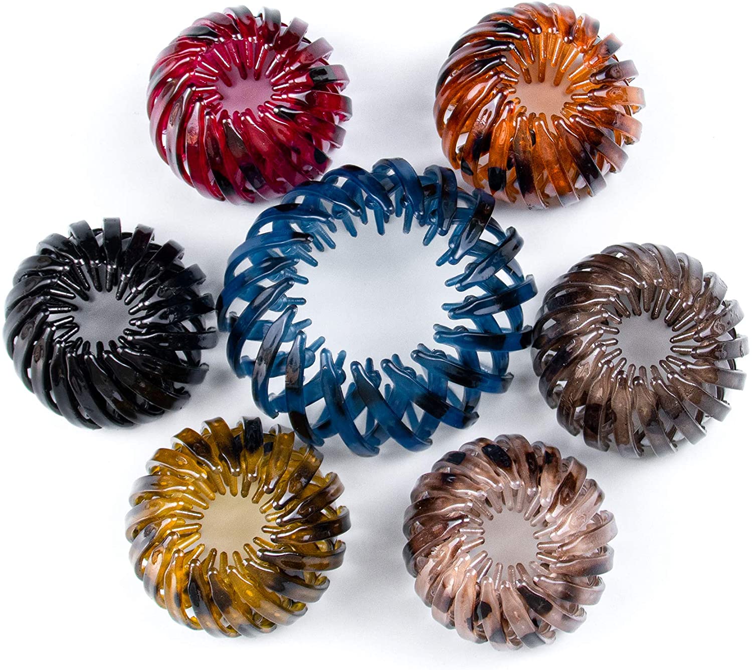 AUEAR, 7 Pack Bird Nest Shaped Hair Clips Expandable Ponytail Hairpin Curling Clip Hair Claw Clamps
