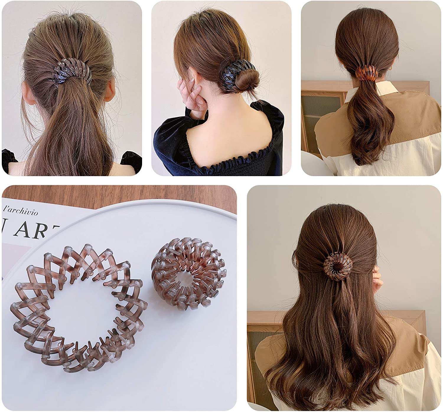 AUEAR, 7 Pack Bird Nest Shaped Hair Clips Expandable Ponytail Hairpin Curling Clip Hair Claw Clamps