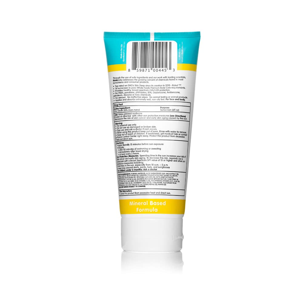 Thinksport Kids SPF 50+ Mineral Sunscreen – Safe, Natural Sunblock for Children - Water Resistant 