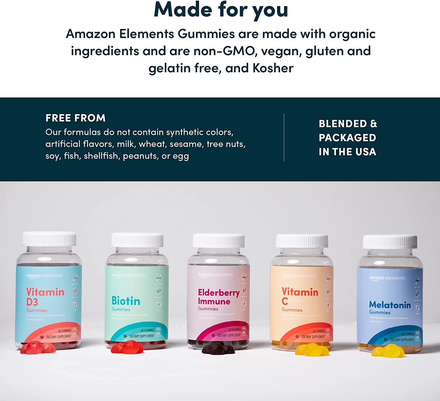 Amazon Elements Immune Gummies, 60 Gummies, NSF Certified