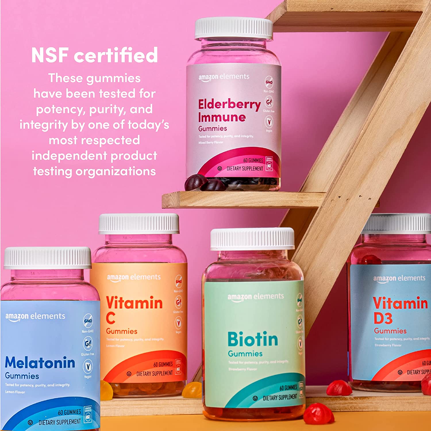 Amazon Elements Immune Gummies, 60 Gummies, NSF Certified