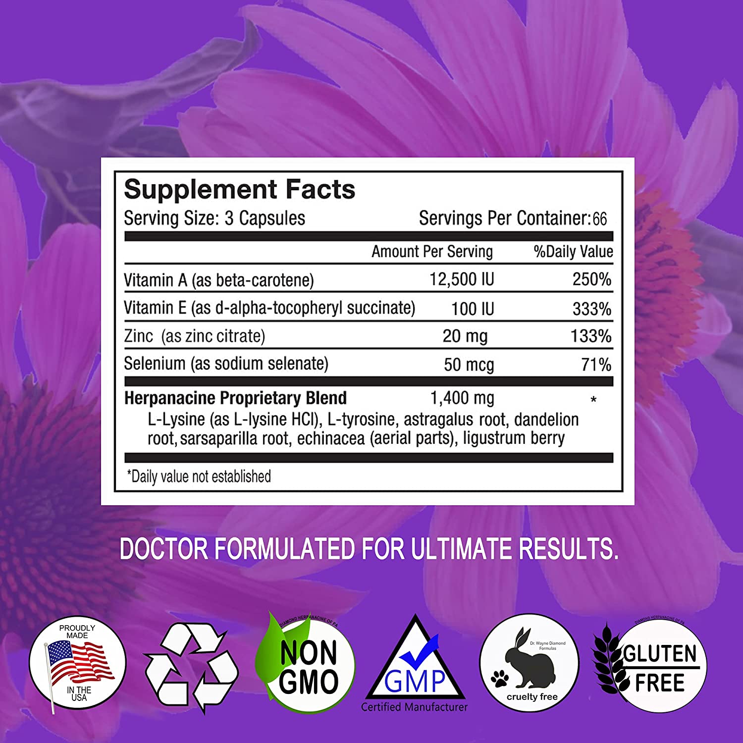 Diamond Herpanacine Natural Skin Care and Immune Support - Vitamins to Help Clear Skin - Complete Sk