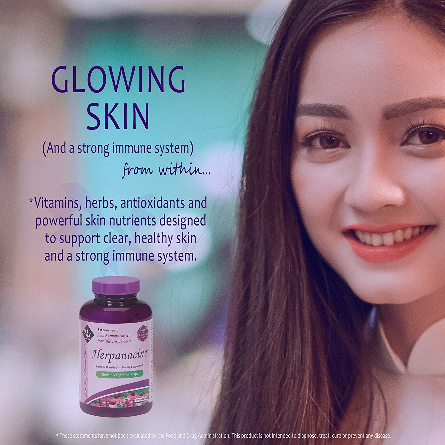 Diamond Herpanacine Natural Skin Care and Immune Support - Vitamins to Help Clear Skin - Complete Sk