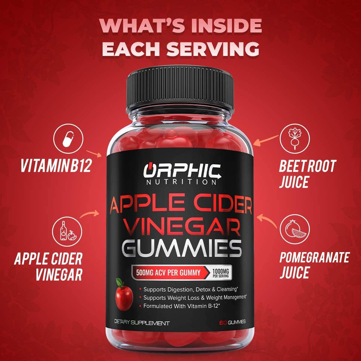Apple Cider Vinegar + Vitamin C Gummies - Formulated to Support Healthy Weight, Normal Energy Levels