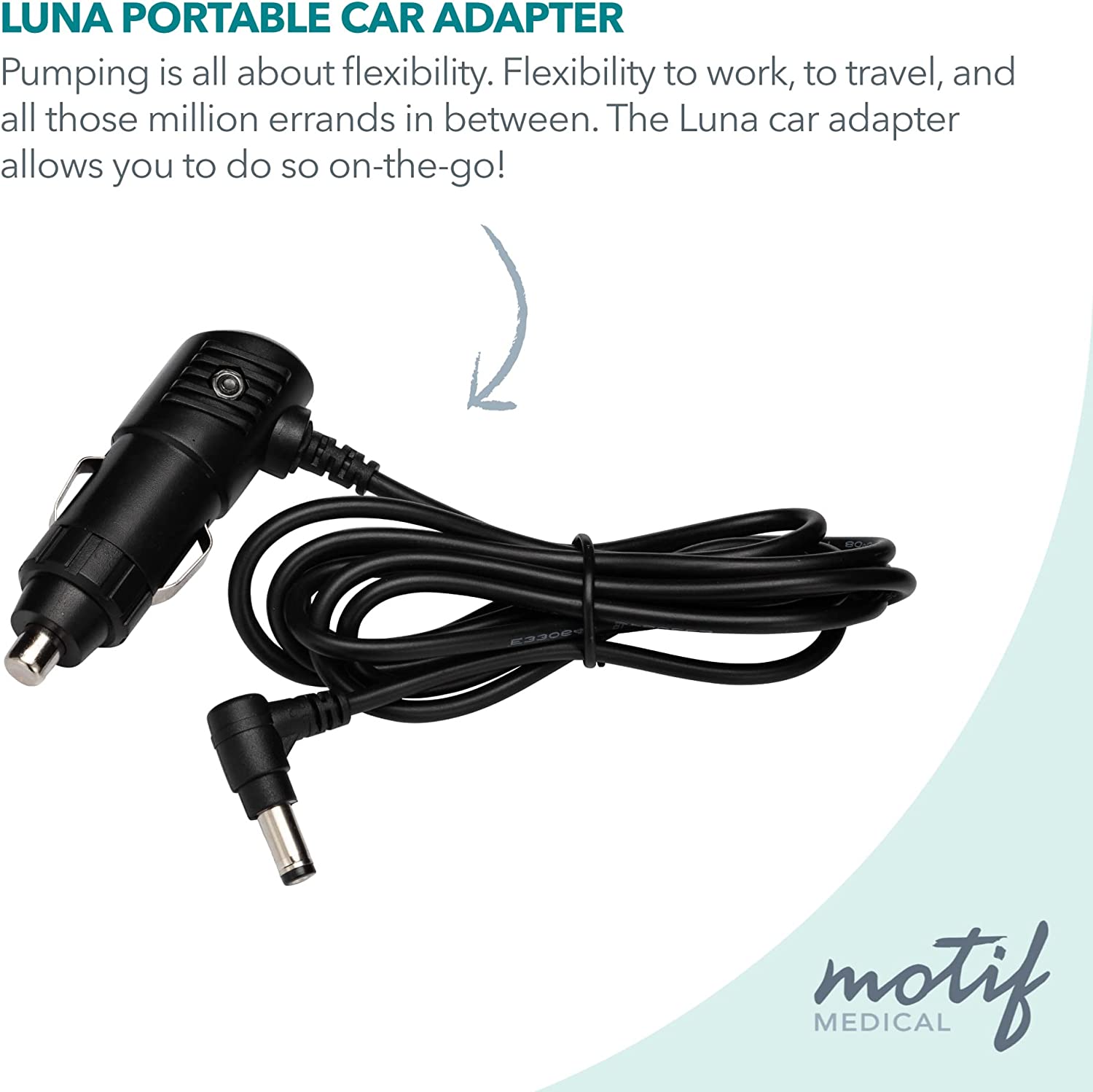 Motif Medical, 12 Volt Car Power Adapter for The Luna Breast Pump