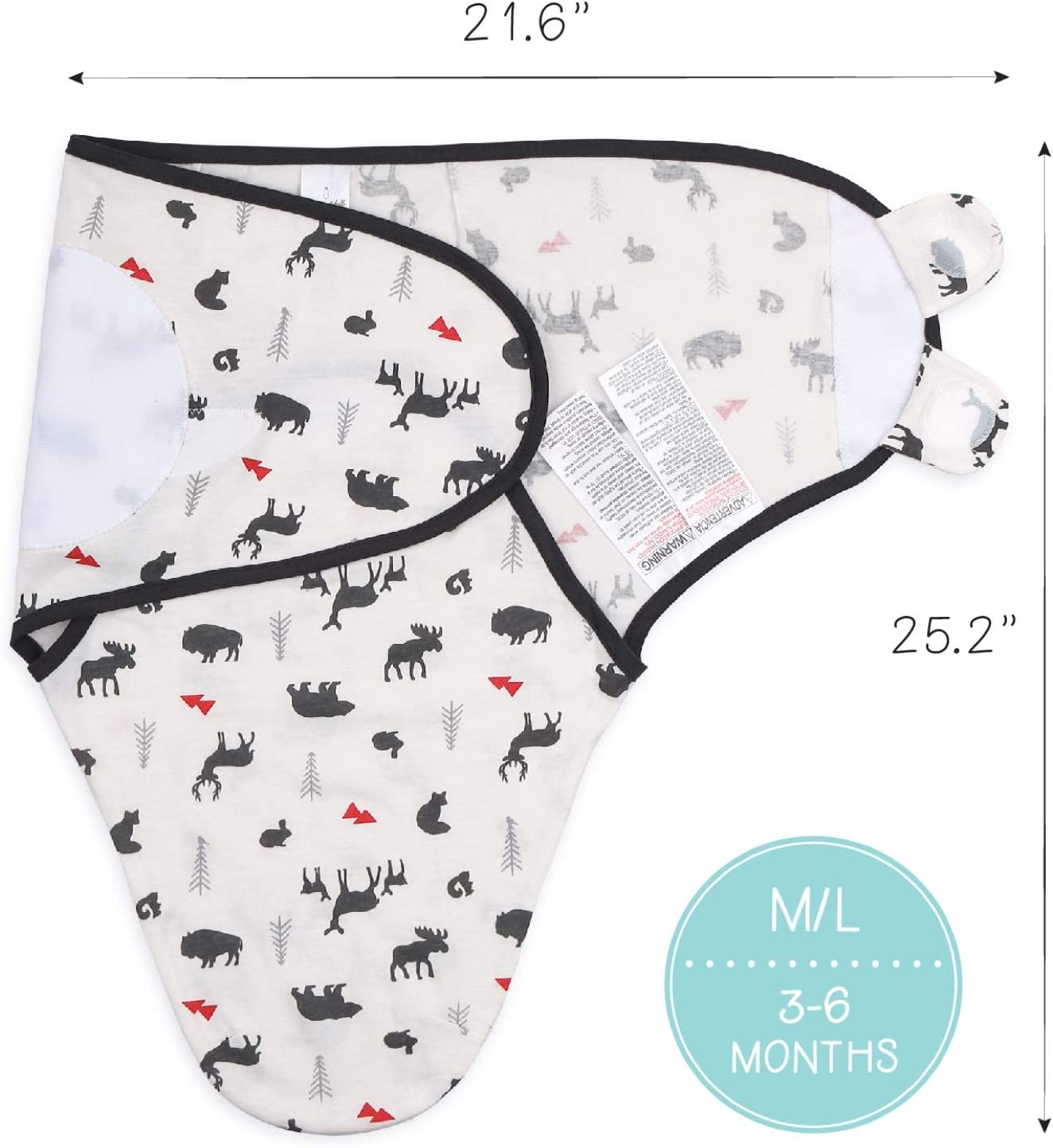 The Peanutshell Baby Swaddle Blankets for Boys or Girls, Woodland Animals & Buffalo Plaid, 3 Pack Wr