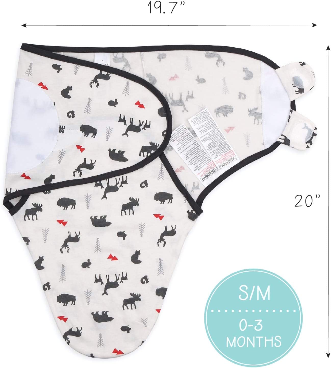 The Peanutshell Baby Swaddle Blankets for Boys or Girls, Woodland Animals & Buffalo Plaid, 3 Pack Wr