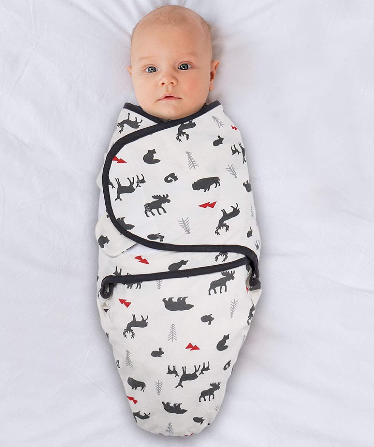 The Peanutshell Baby Swaddle Blankets for Boys or Girls, Woodland Animals & Buffalo Plaid, 3 Pack Wr
