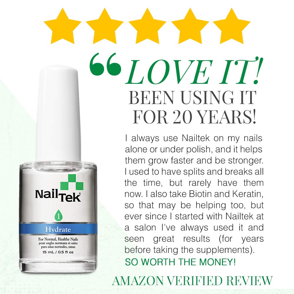 Nail Tek Hydrate 1, Moisturizing Strengthener for Strong, Healthy Nails
