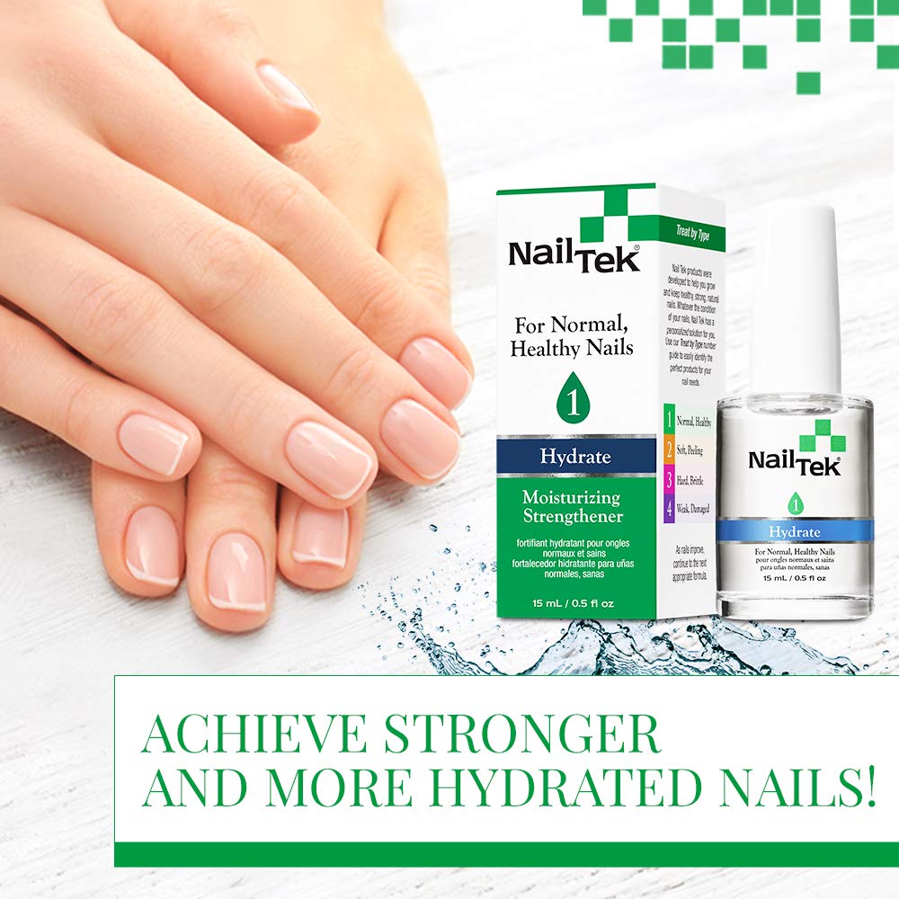 Nail Tek Hydrate 1, Moisturizing Strengthener for Strong, Healthy Nails