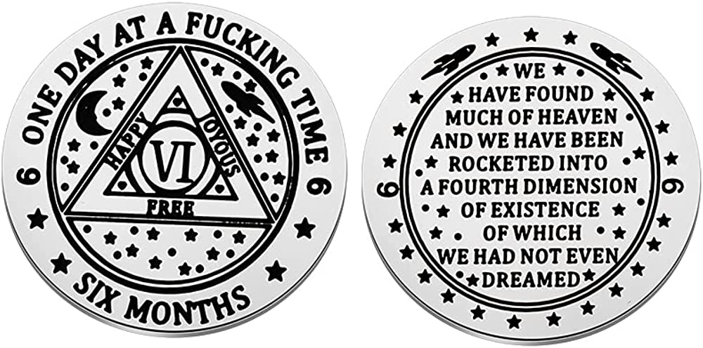 ENSIANTH One Day at a Fucking Time Token AA Sober Anniversary Medallion for 1 Year, 6 Months, 24 Hou