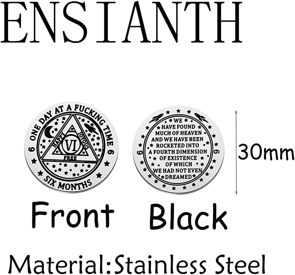 ENSIANTH One Day at a Fucking Time Token AA Sober Anniversary Medallion for 1 Year, 6 Months, 24 Hou