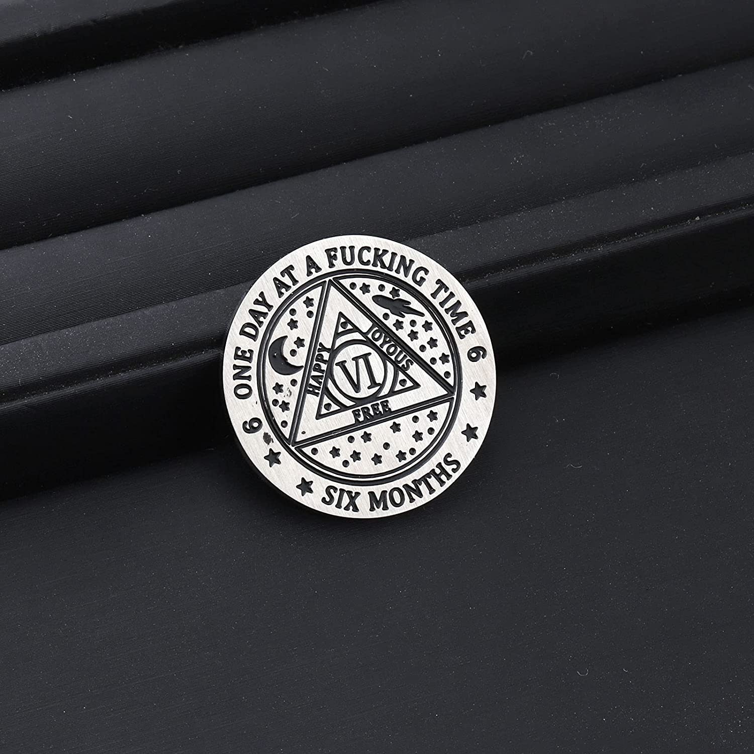 ENSIANTH One Day at a Fucking Time Token AA Sober Anniversary Medallion for 1 Year, 6 Months, 24 Hou