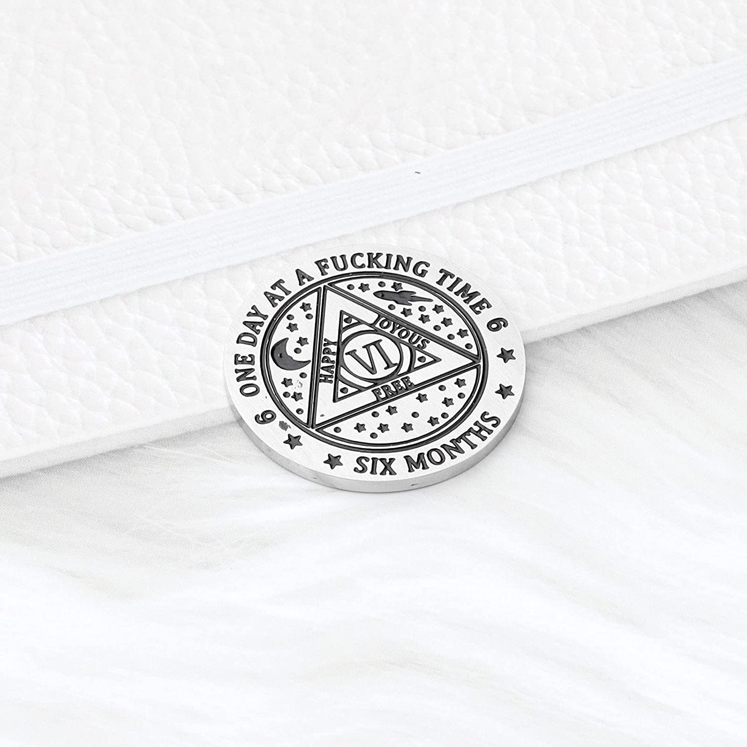 ENSIANTH One Day at a Fucking Time Token AA Sober Anniversary Medallion for 1 Year, 6 Months, 24 Hou