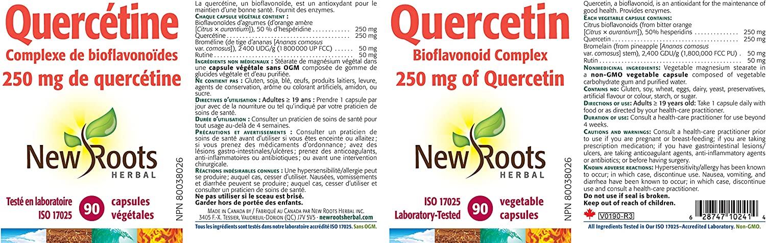 New Roots Herbal - Quercetin Bioflavonoid Complex (250mg of Quercetin) - 90 Veg Caps Supports Immune