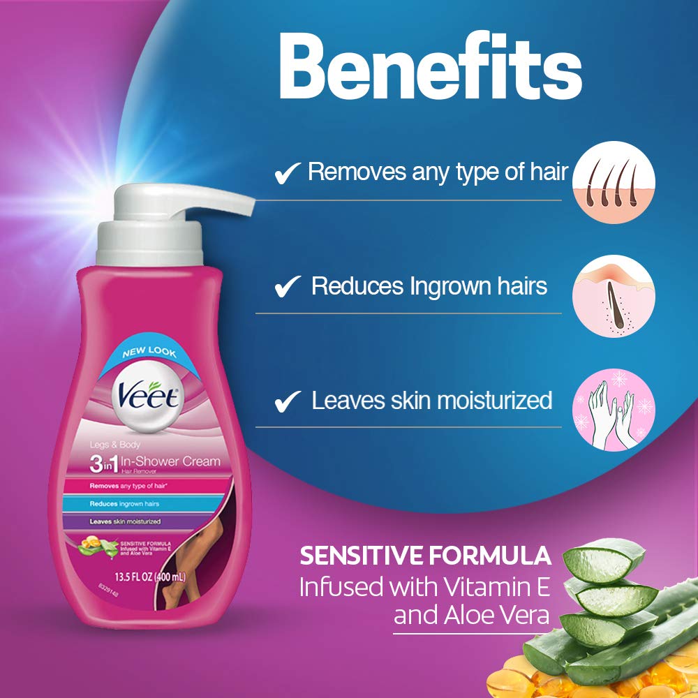 Veet Botanic Inspirations In Shower Cream, 13.5 fl Oz., for Legs & Body (Packaging May Vary)