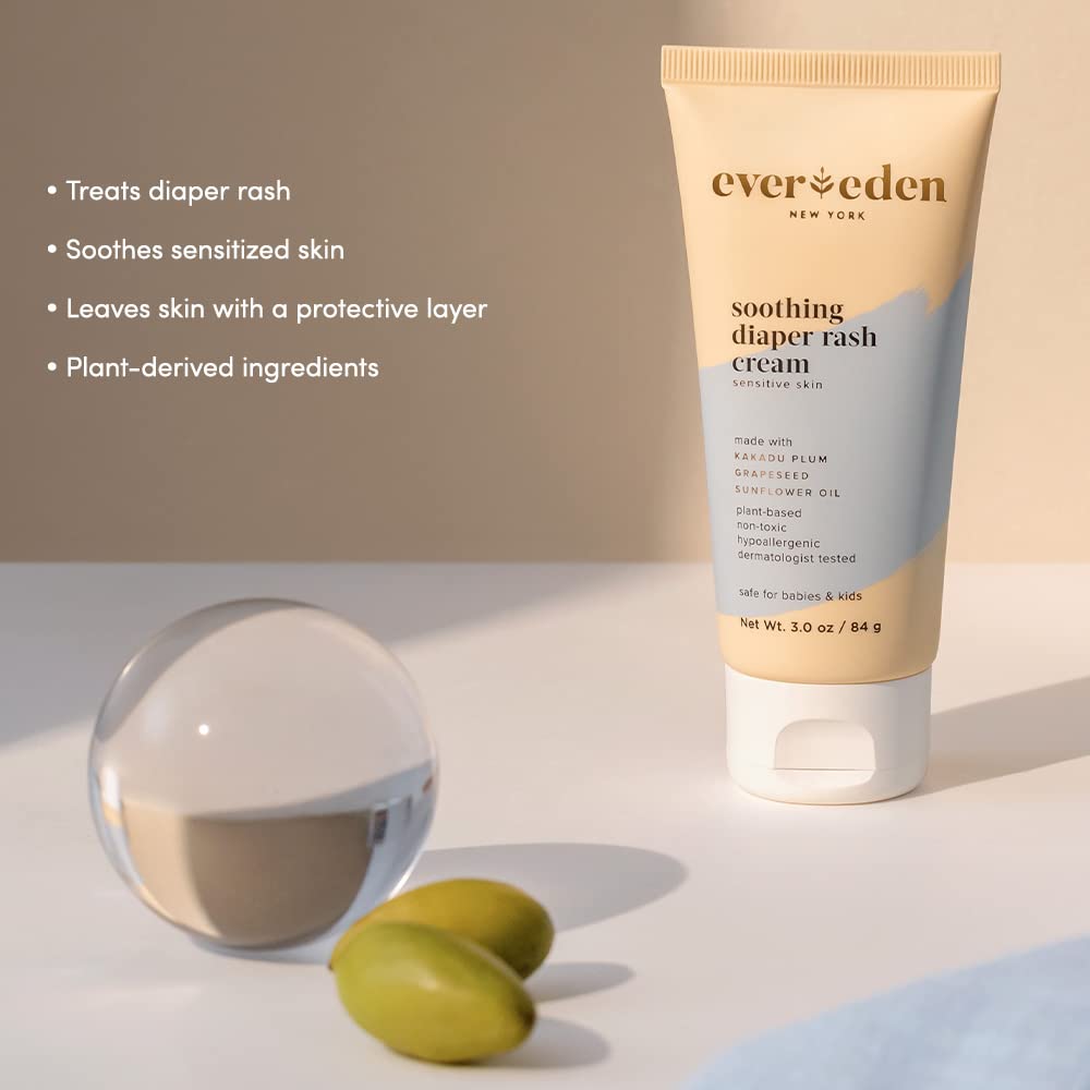 Evereden Soothing Diaper Rash Cream 3.0 oz | Clean and Unscented Diaper Care | Natural and Plant Bas