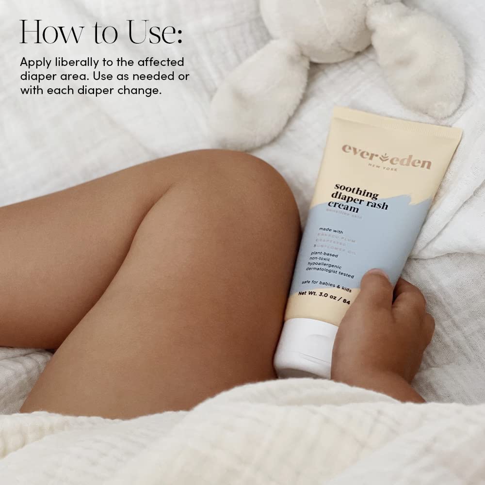 Evereden Soothing Diaper Rash Cream 3.0 oz | Clean and Unscented Diaper Care | Natural and Plant Bas
